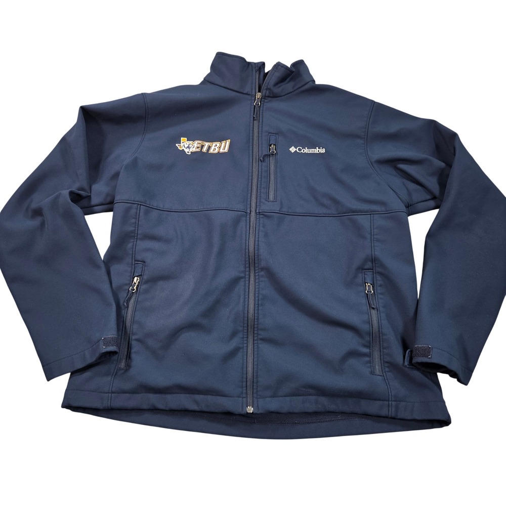 ETBU Tigers Jacket Mens XL Navy Blue Columbia Ascent Softshell Full Zip WM6044